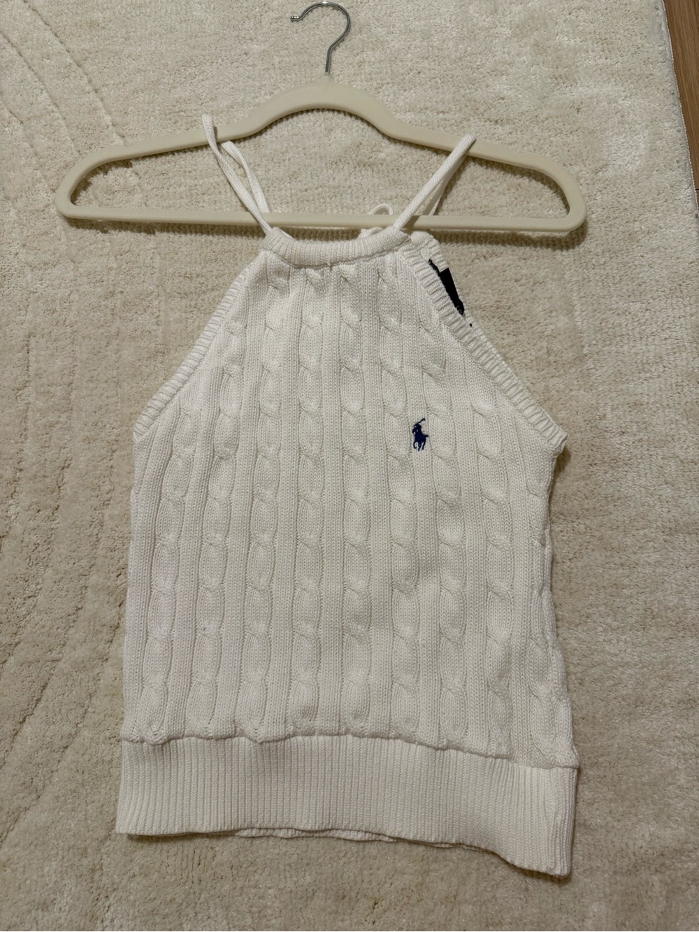Ralph Lauren Cream Cable-Knit Halter Sweater Tank